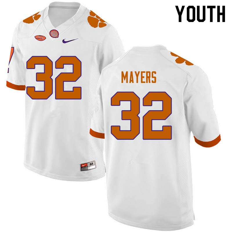 Youth #32 Sylvester Mayers Clemson Tigers College Football Jerseys Sale-White - Click Image to Close